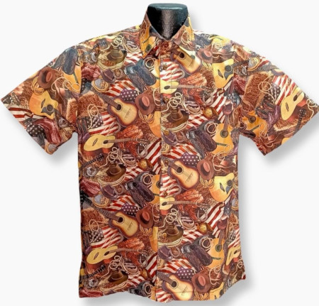 Country Music Hawaiian Shirt- Made in USA- 100% Cotton